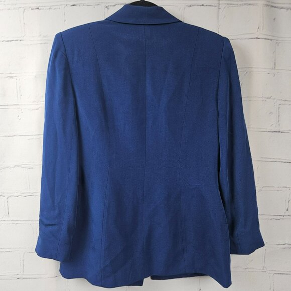 Oscar De La Renta Womens 10 Classic Blue Button Blazer 10  Acetate Rayon USA - Picture 6 of 15